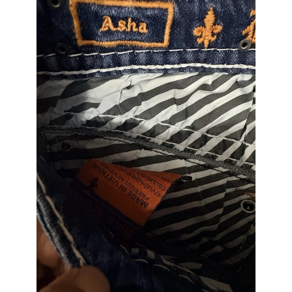 ROCK REVIVAL ASHA JEANS‎ SKINNY WOMENS 25 EMBELLISHED POCKETS 31 INSEAM